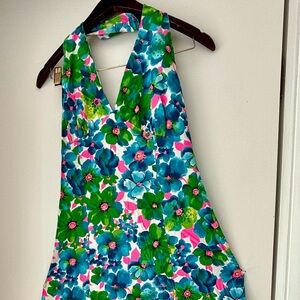 Vintage floral maxi halter dress